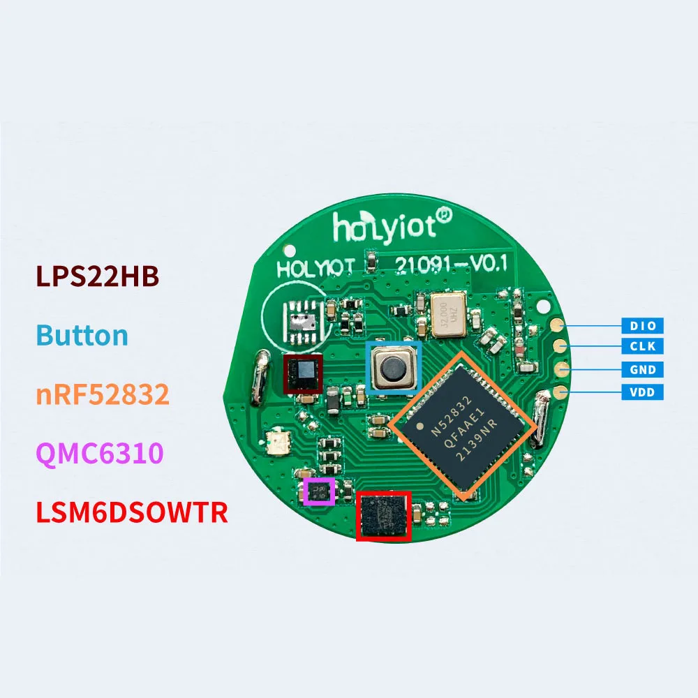 NRF52832 9 Axis Ble Motion Sensor Accelerometer Gyroscope Magnetometer Sensor Barometer Bluetooth 5.0 Low Energy Module