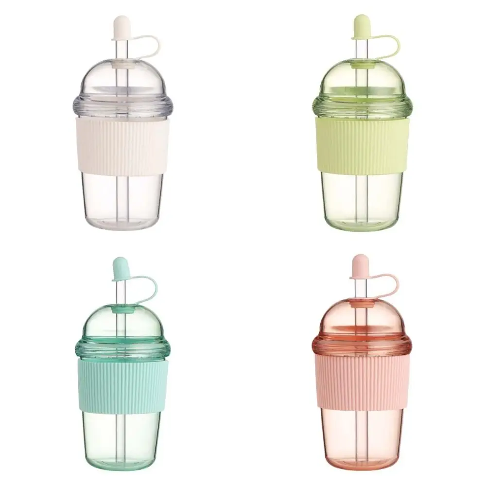 

530ML Suction Cup Water Bottle Transparent Clear Tumbler Large Capacity Iced Coffee Cup With Lid And Straw