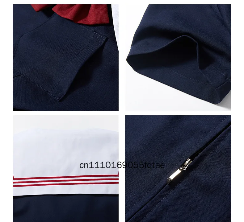 Japanische JK-Uniform, Matrosenanzug, weißes Hemd mit langen Ärmeln und roter Krawatte, klassisches japanisches Schulmädchenkostüm, Cosplay-Outfit für Mädchen. – Detail 11