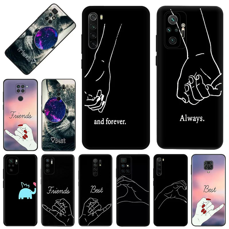 Phone Case for Redmi A2 A1 K60 K50 K40 9T 9C 9A Note 9 9S 8T 8 7 mi CC9Pro Girls Bff Best Friends Forever Black Anti-Drop Cover