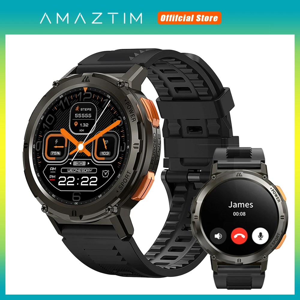 

2024 AMAZTIM TANK T2 Ultra Smartwatch Men's Watches IP69K Waterproof AI Voice Assistant AMOLED Fitness AOD Smart Watch for Men