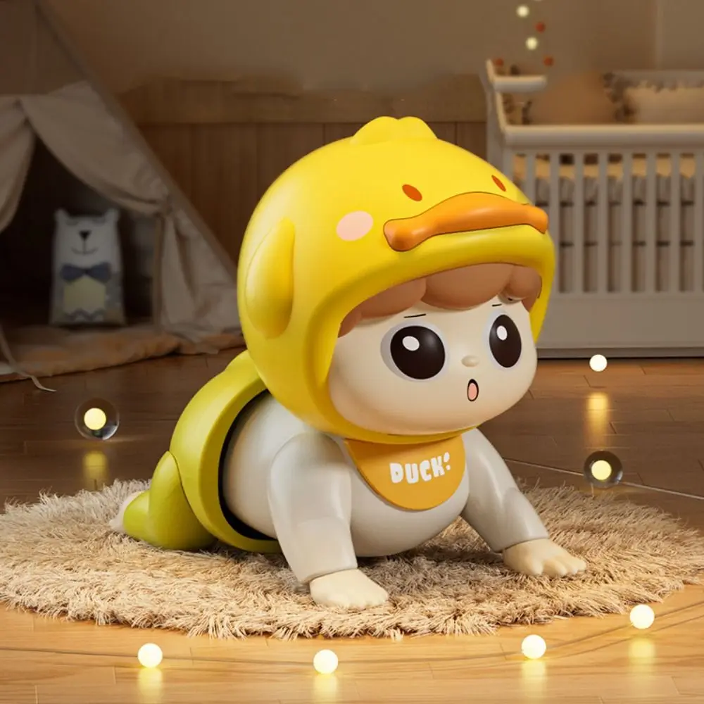 Learns To Crawl Music Electric Crawling Baby Toys with Sound Big Eyes Learning Crawling Doll Funny Cartoon Electric Walking Duck