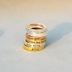 4mm Personalized Engraved Thick Band Ring Custom Handwriting Actual Signature Promise Eternity Ring Memorial Anniversary Gifts