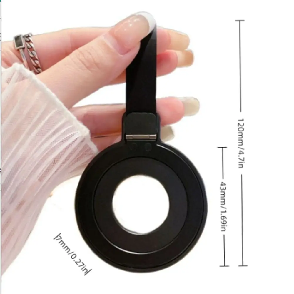 Penyangga Ponsel Magnetik Kuat dengan Tali, Penyangga Cincin Ponsel dari Alloy, Desain Peredam Getaran Tanpa Lem, Penyangga Meja