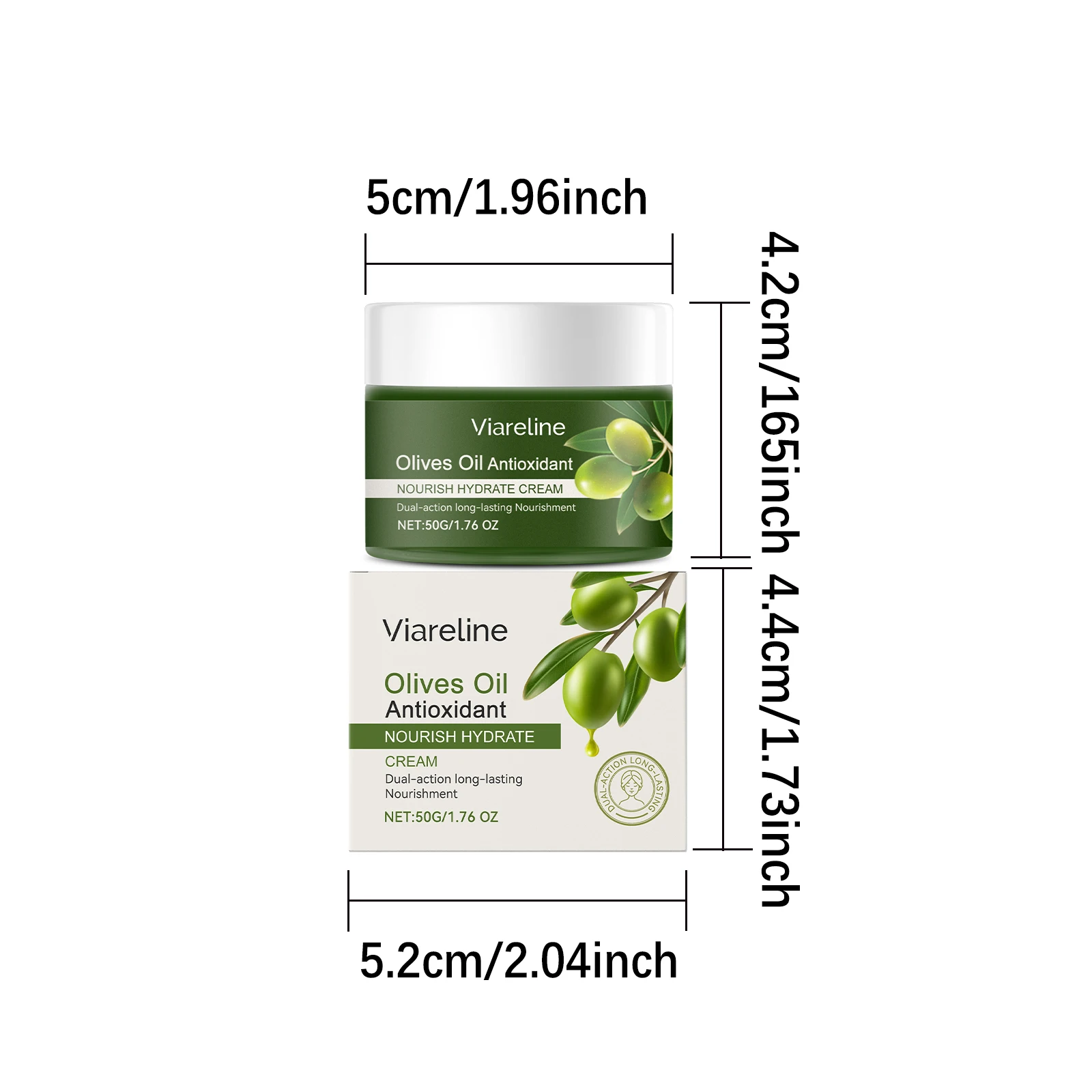 Viareline aceite de aceitunas crema facial hidratante mejorar la elasticidad de la piel antienvejecimiento mejorar la rugosidad suavizante crema facial calmante