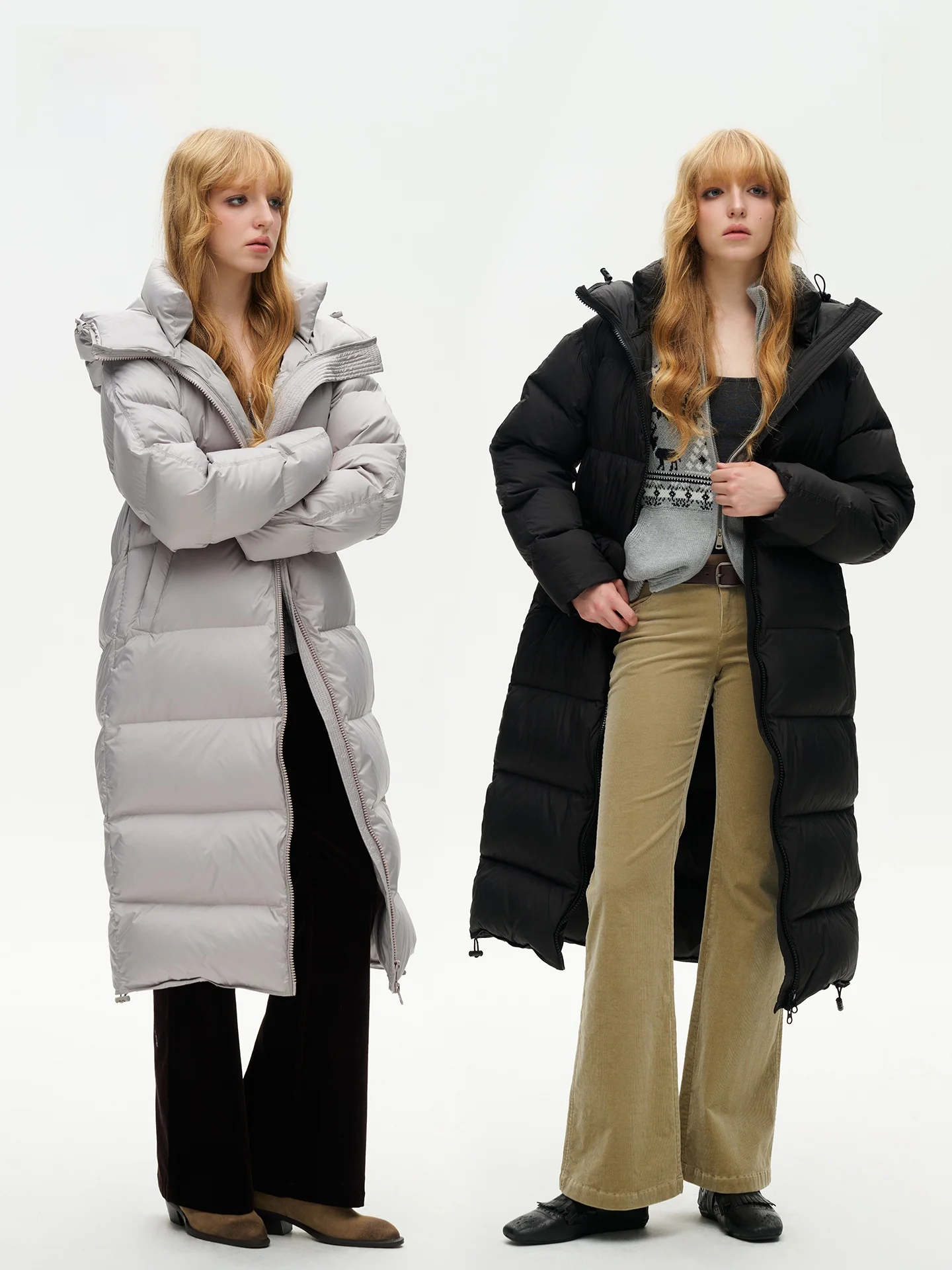 

Женское удлиненное пуховое пальто LeiYu Labs с капюшоном, теплое, белое, прямого кроя, с длинными рукавами, для улицы