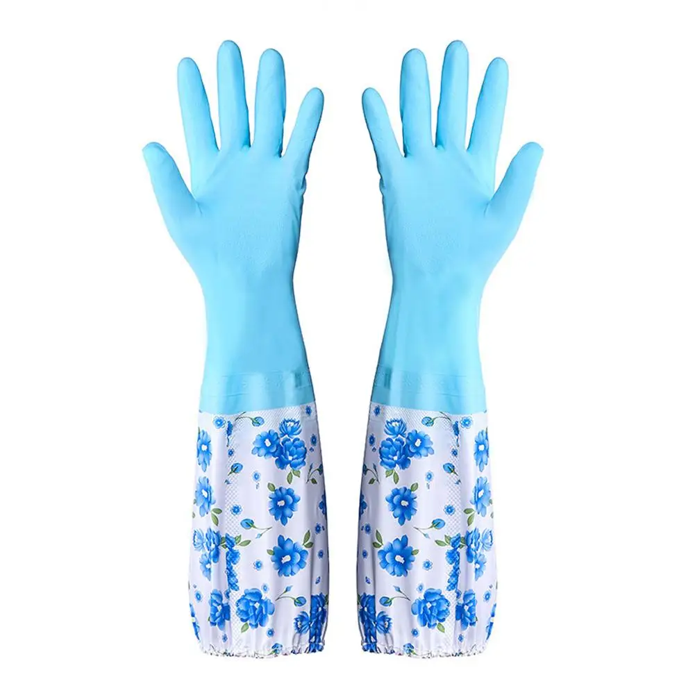 Waterproof And Warm Rubber Gloves Kitchen Washing Dishes Gloves Housework Gloves Women’s Cleaning W1W6