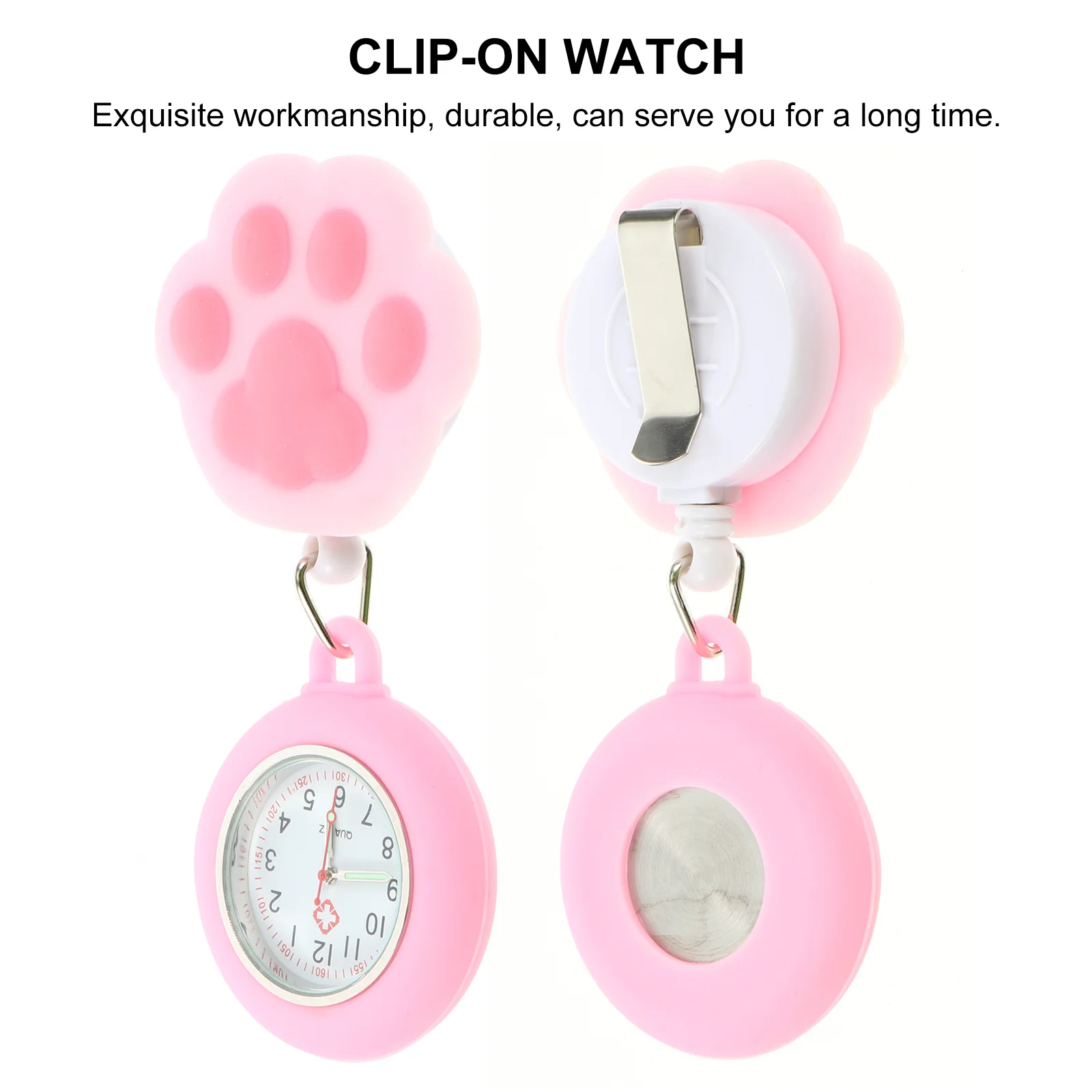 

Pocket Watch Nurse Luminous Clip-on Doctor Quartz Paw Silica Gel Ladies Watches