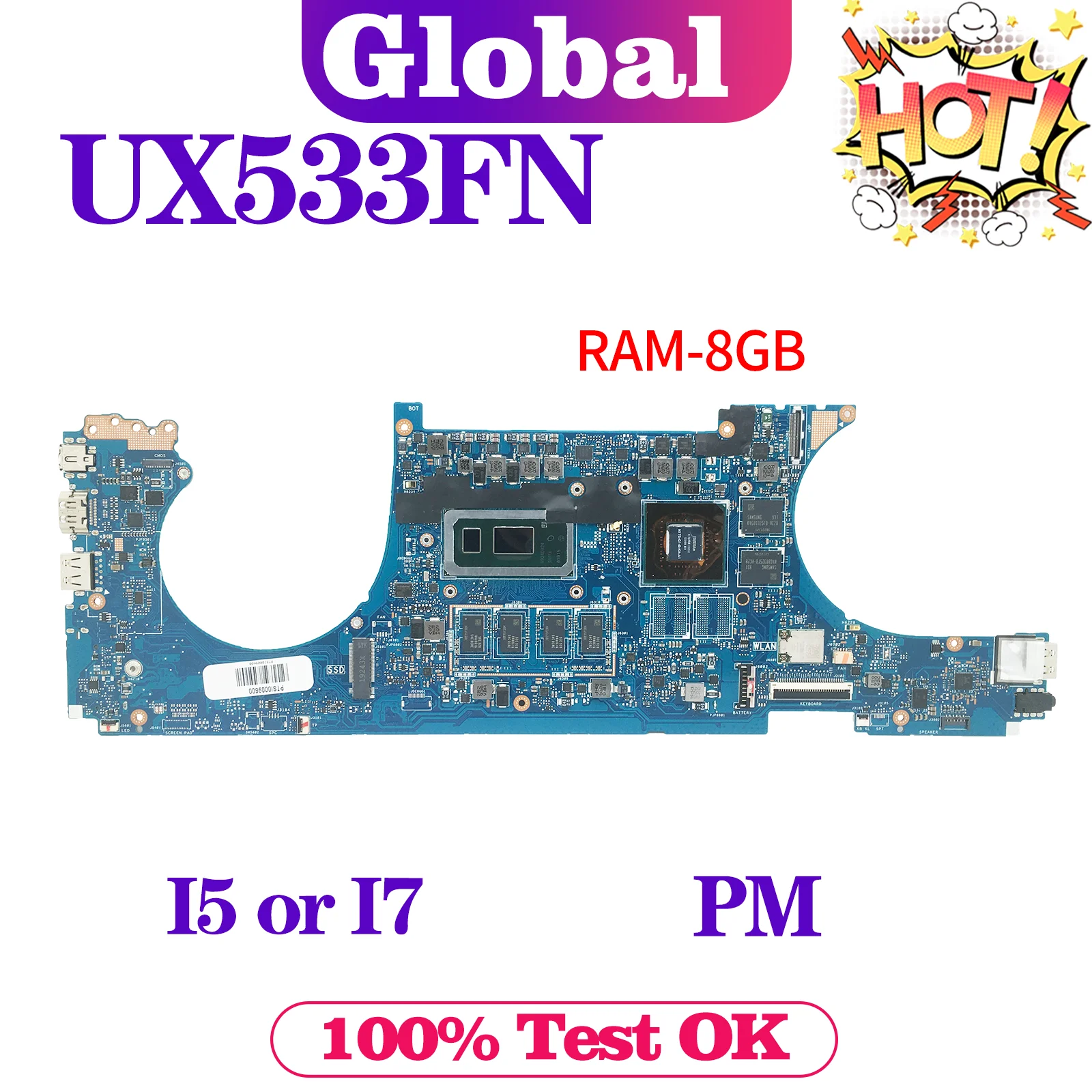 Imagem -02 - Kefu-placa-mãe Portátil para Asus Ux533fd Ux533fn Bx533f Ux533f Rx533f U5300f i5 i7 8ª Geração Mx150 Gtx10502g 8g 16g Ram