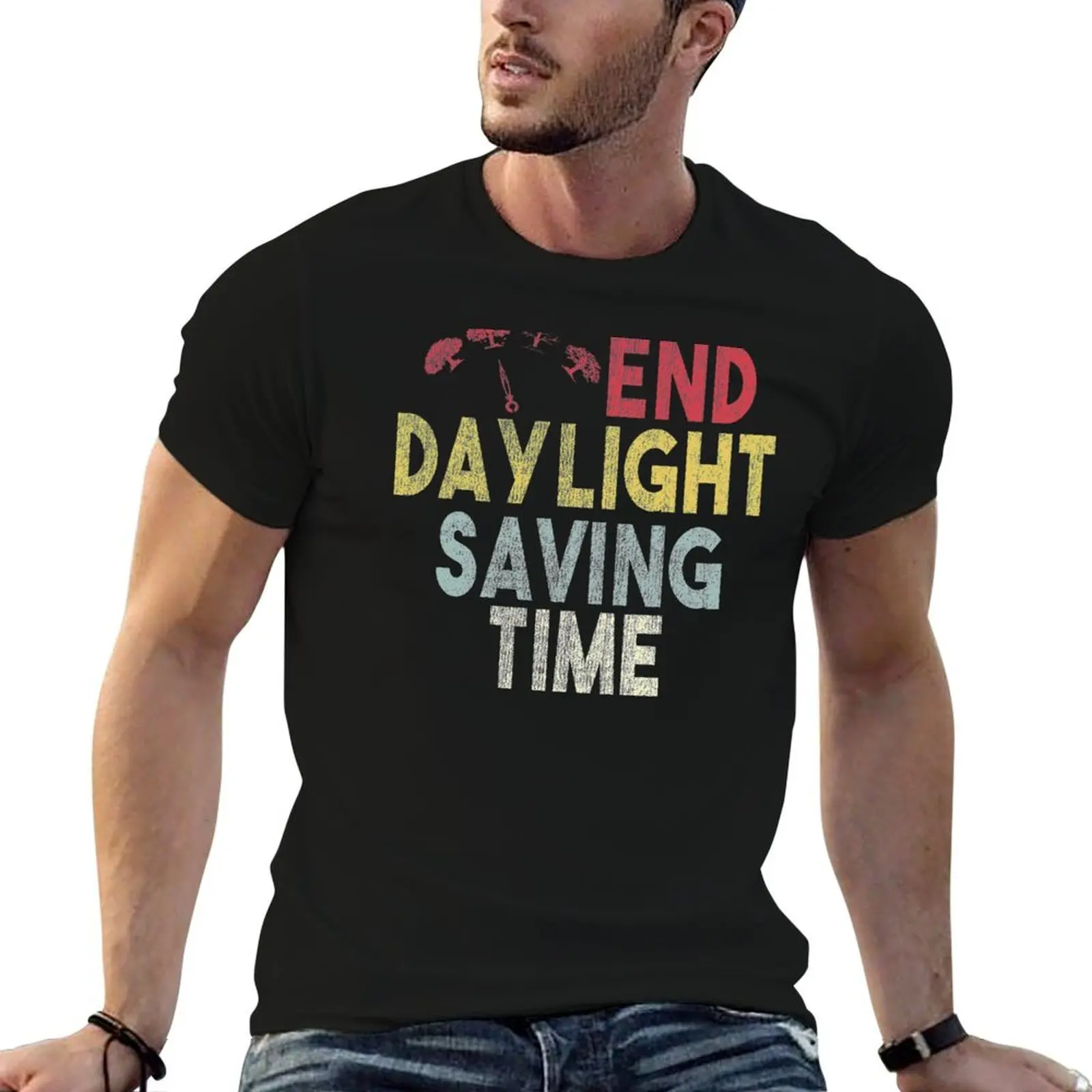 End Daylight Saving time T-Shirt vintage graphic tee custom t shirt men clothing