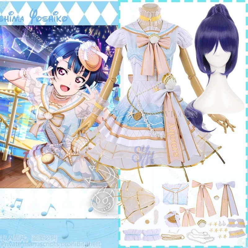 

LoveLive! Солнце!! Мацуура Канан Косплей Костюм Мукушка Лолита Торт Платье Идол Униформа Парик Хэллоуин