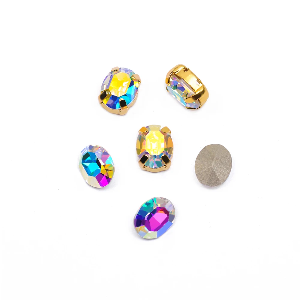 4128 All Sizes Colors Oval DIY Crystal Applique Sew On Stones Point Back Strass Black Rhinestones For Wedding Dress