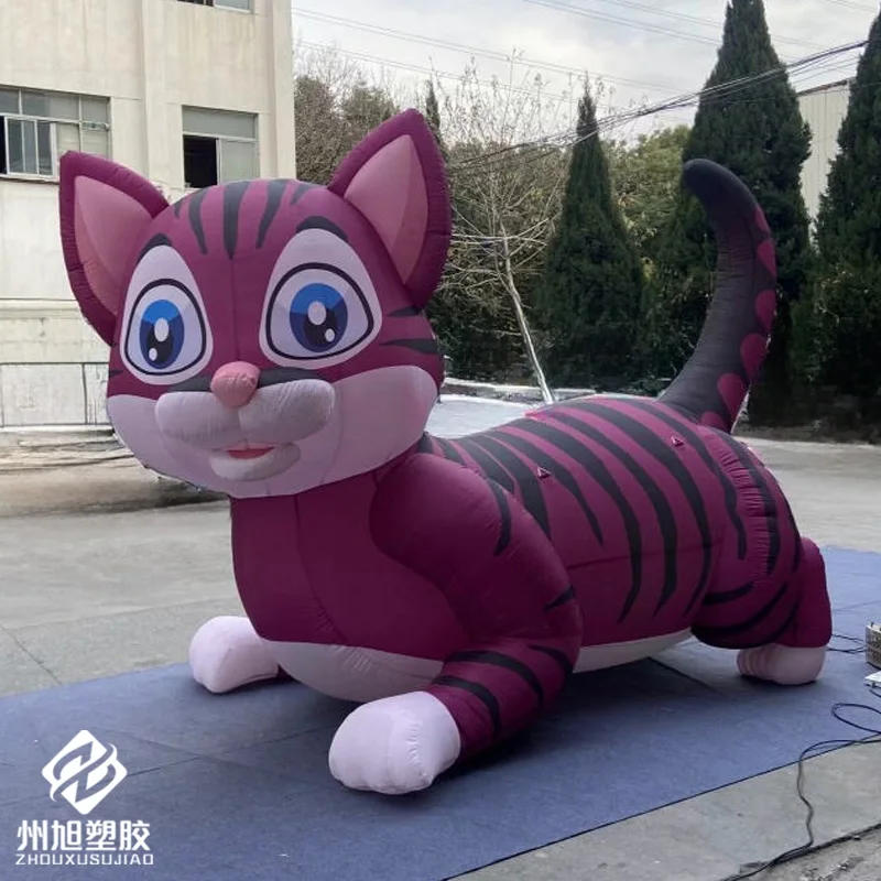 Inflatable purple cat, animal-shaped inflatable model, with blower, for Easter outdoor mall square event decoration