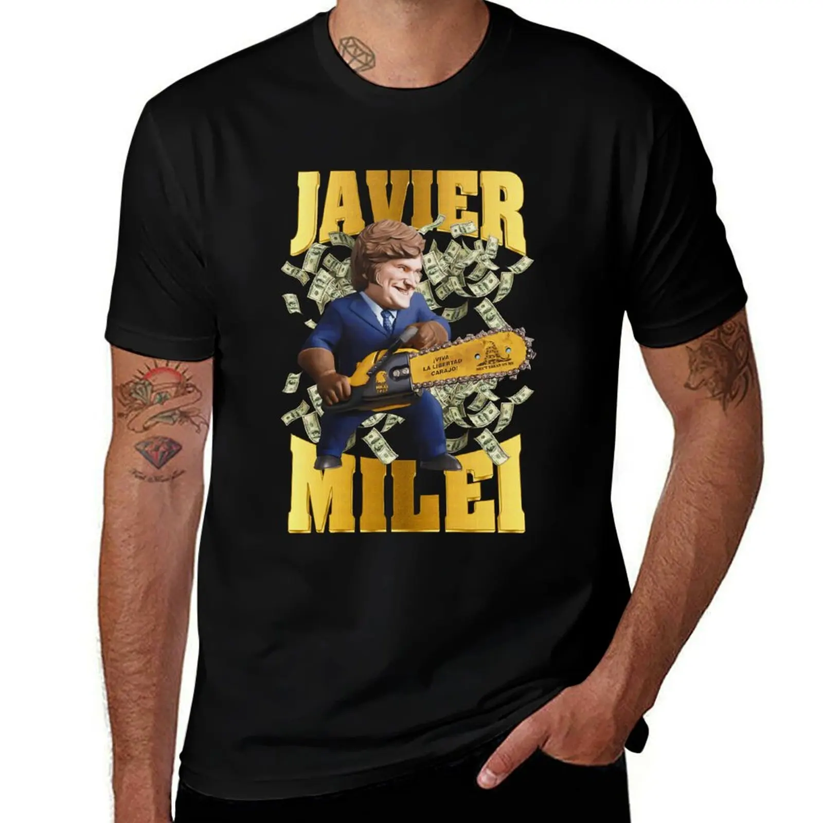 

javier milei currency T-Shirt man t shirts graphic funny t shirts cotton cotton t shirt pack T-Shirt