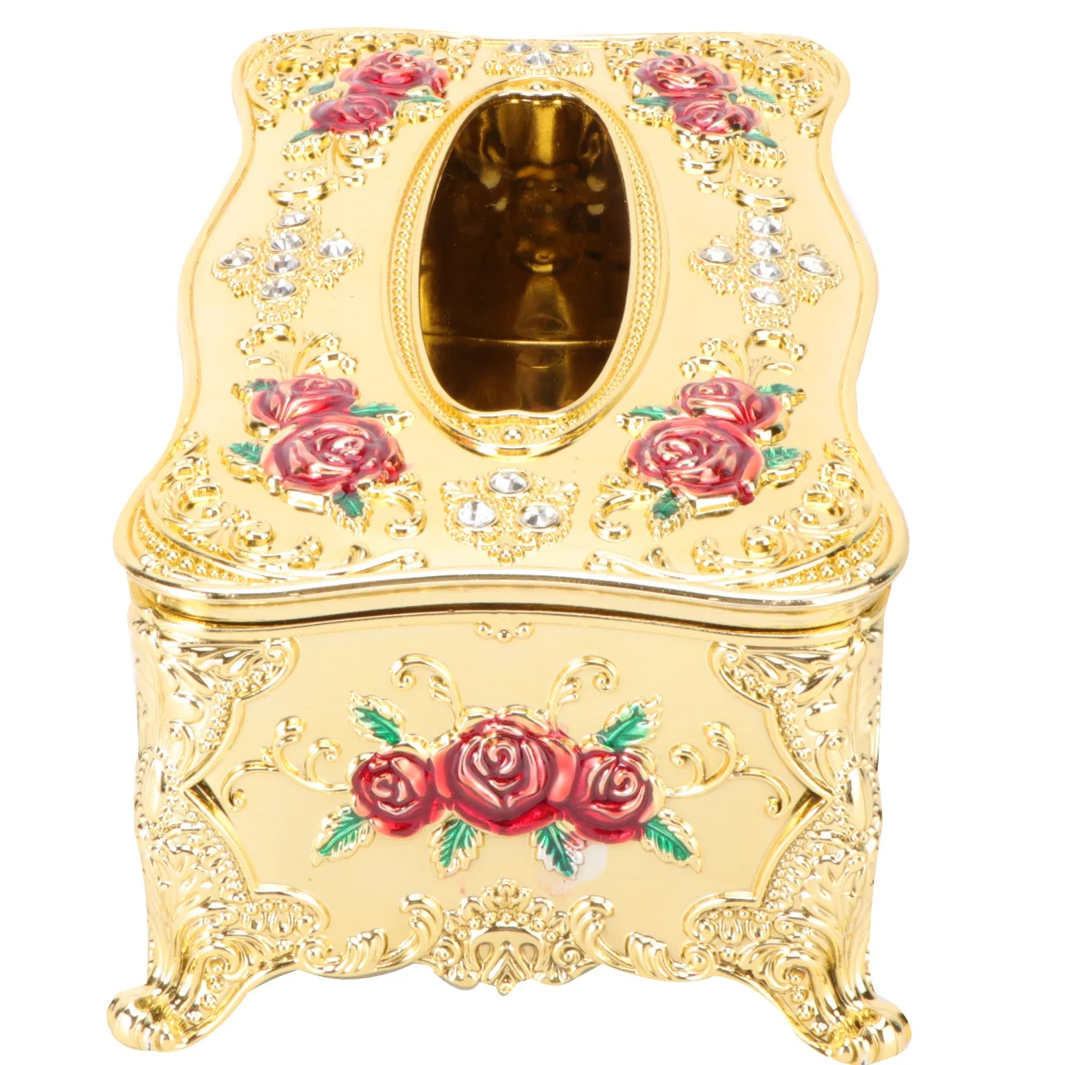 

European Style Napkin Case Plastic Rose Pattern Safe for Bathroom Office Car Living Room Hotel Tissue Holder Stylish