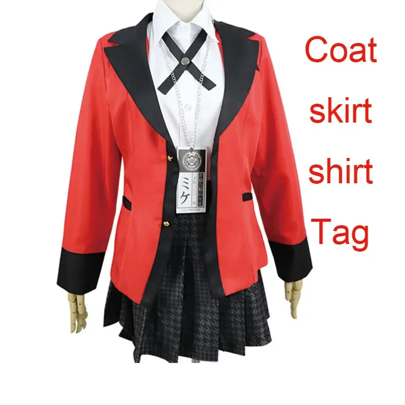 Anime Karneval Kakegurui Jabami Yumeko Yomoduki Runa Cosplay Kostüm für Frauen Mantel Perücke Schuhe Halloween Kostüm Karneval