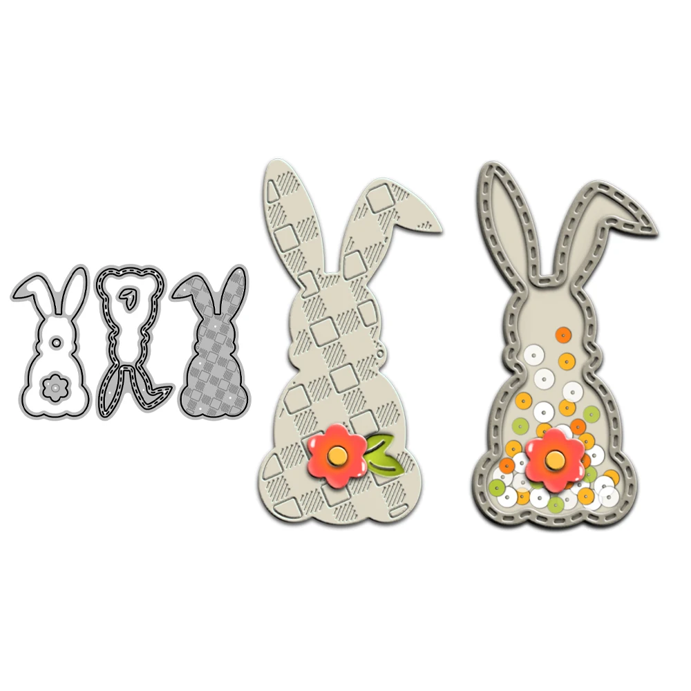 MangoCraft Easter Series Cute Rabbits Shaker Metal Cutting Dies Embossed DIY Scrapbooking Supplies Cut Dies For Cards Ornaments