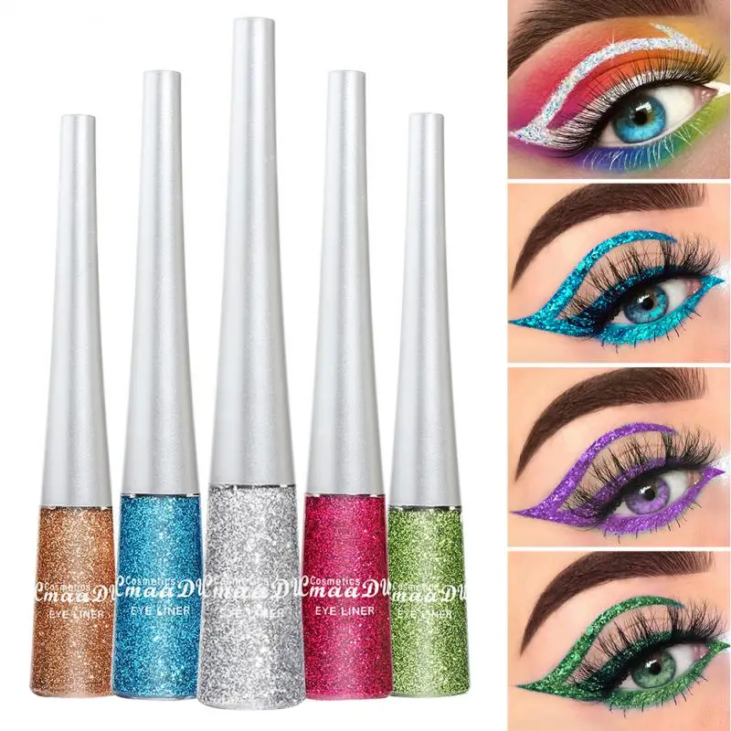 Lápiz Delineador de ojos líquido con purpurina, lentejuelas nacaradas, Diamante brillante, delineador de ojos resistente al agua, sombra de ojos duradera, cosméticos para mujeres, 1pc