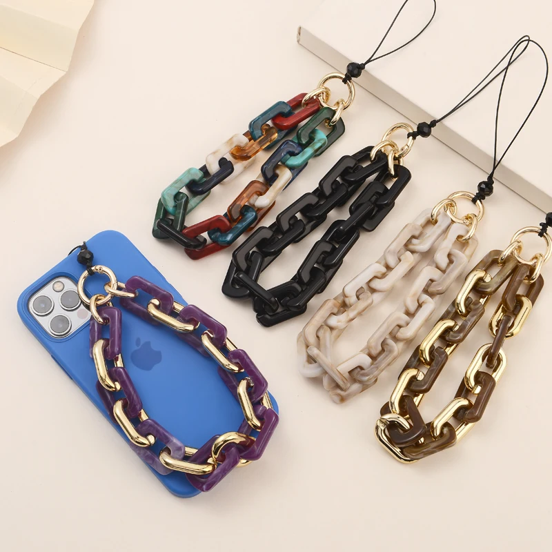 Fashion Metal Acrylic Ring Buckle Phone Lanyard For Women Lobster Clasp Anti-Lost Mobile Phone Chain Cellphone Strap Accessories