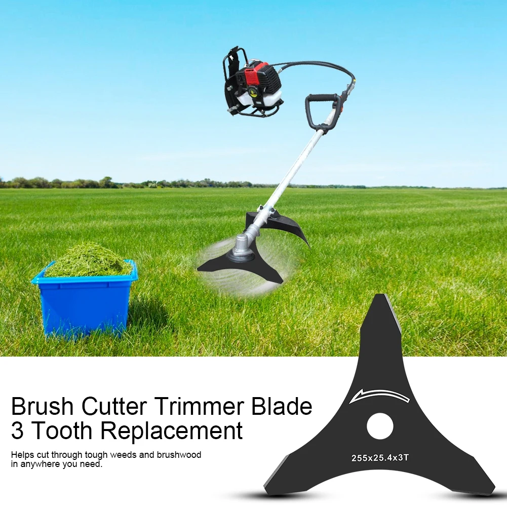 

10" x 3T Brush Cutter Trimmer Blade 3 Tooth Replacement Black Color Trimmer Blade Brush Cutter Blade 3T Brush Cutter Blade