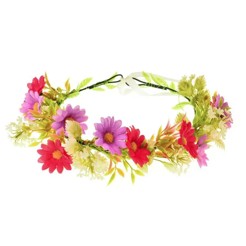LED Light Up Flower Crown Headband Luminous Floral Wreath Headpiece for Kids Adults Wedding Party Hair Accessories Photo Props - view 6