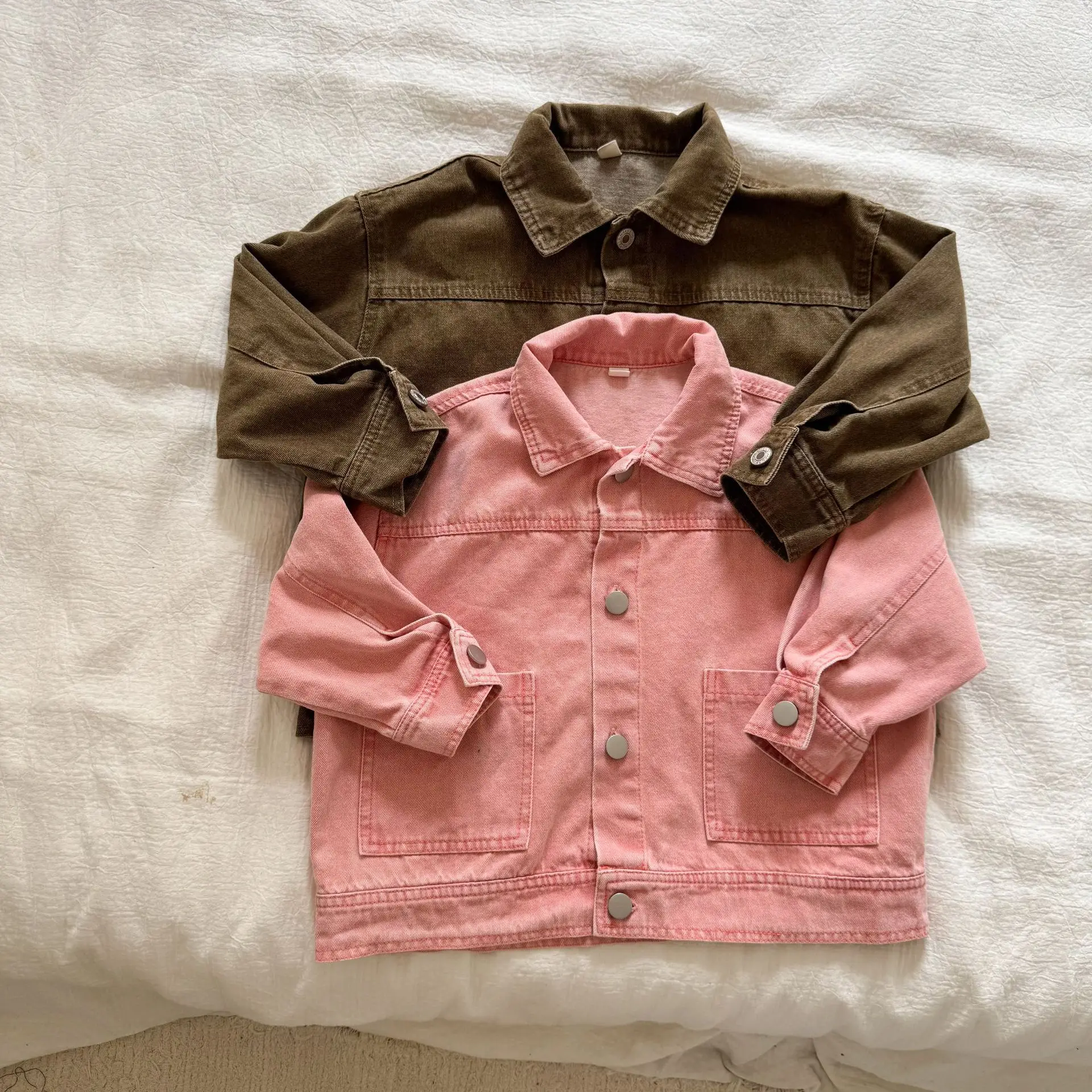 Autumn New Children Long Sleeve Coat Solid Girls Loose Denim Jacket Boys Fashion Casual Cardigan Baby Tops Kids Clothes