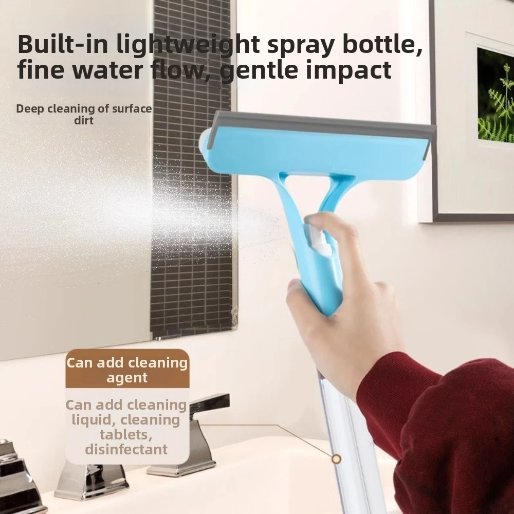 New 3-in-1 Window Scraper with Watering Can Crevice Brush Bathroom Mirror Cleaner Multi-Function Plastic Glass Scraper Home Use