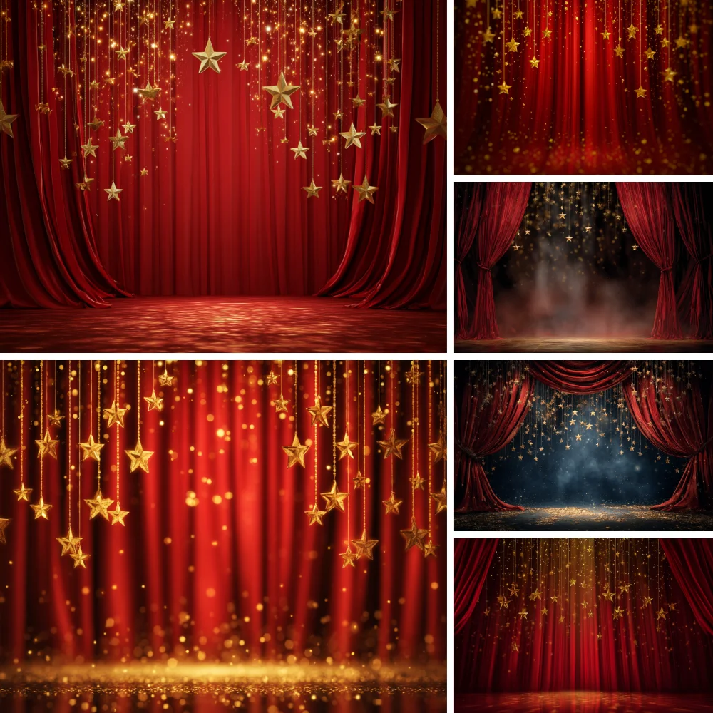 

Red Theater Curtain Stage Light Circus Tent Baby Birthday Party Photography Backdrops Photo Backgrounds Decoration Photo Studio