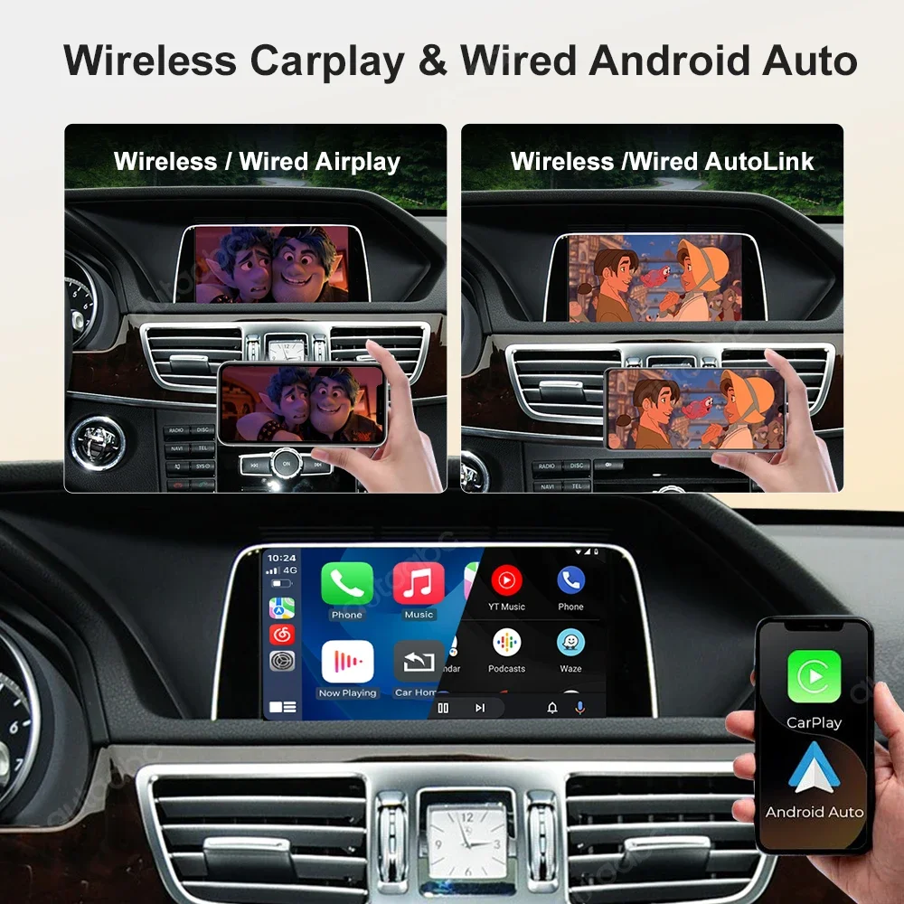 Wireless CarPlay Android Auto for Mercedes Benz A B C E CLA GLA GLK ML NTG4.5 System MirrorLink Navigation Retrofit Interface
