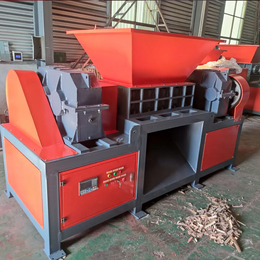 Double Shaft Shredder Machine for Industrial Waste Recycling Heavy Duty Metal Plastic Wood Crusher with Efficient Gearbox