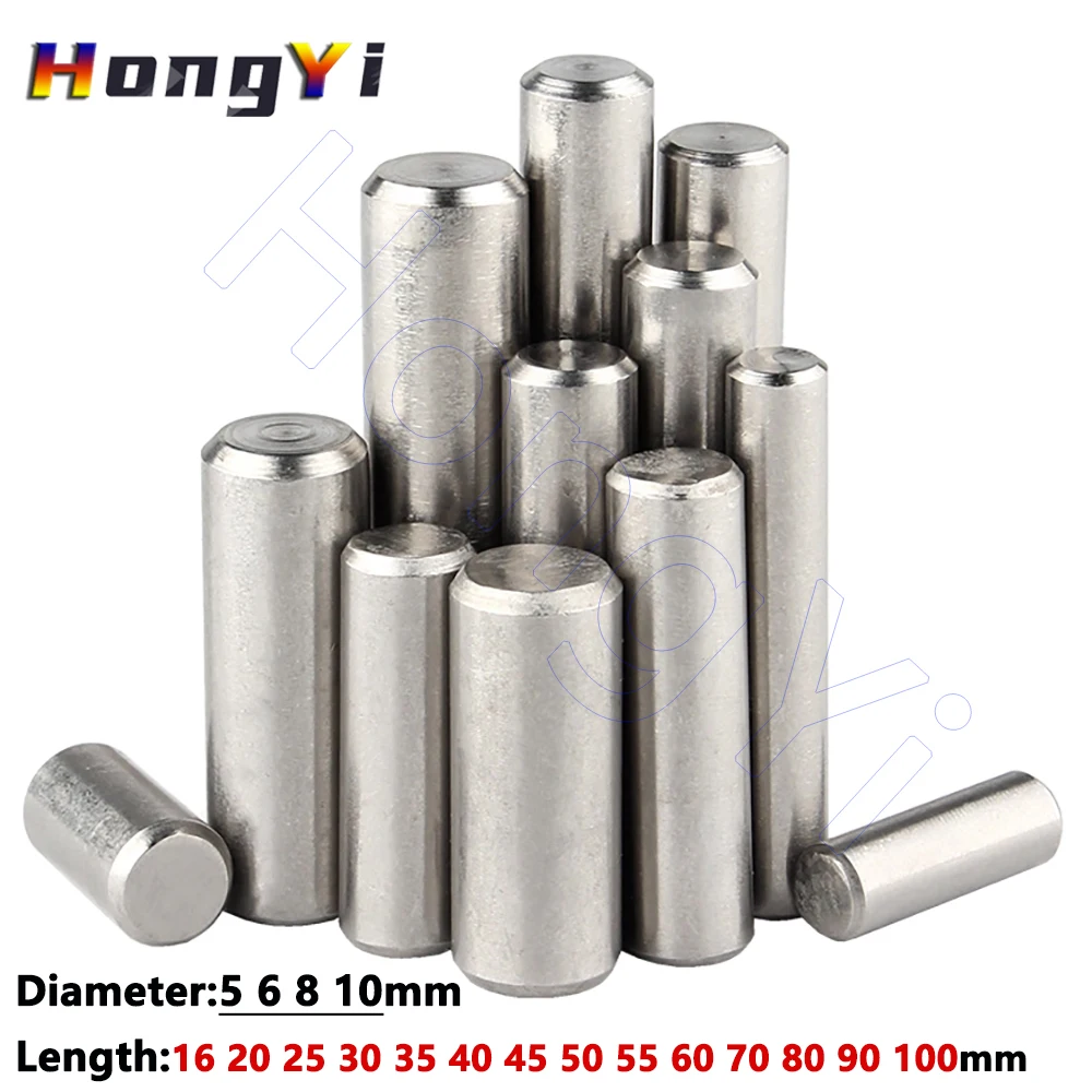 10Pc Ø5 6 8 10mm Cylindrical Pin Locating Dowel Pin 304 Stainless Steel Fixed Shaft Solid Rod Length 16 20 25 30 35mm to 100mm