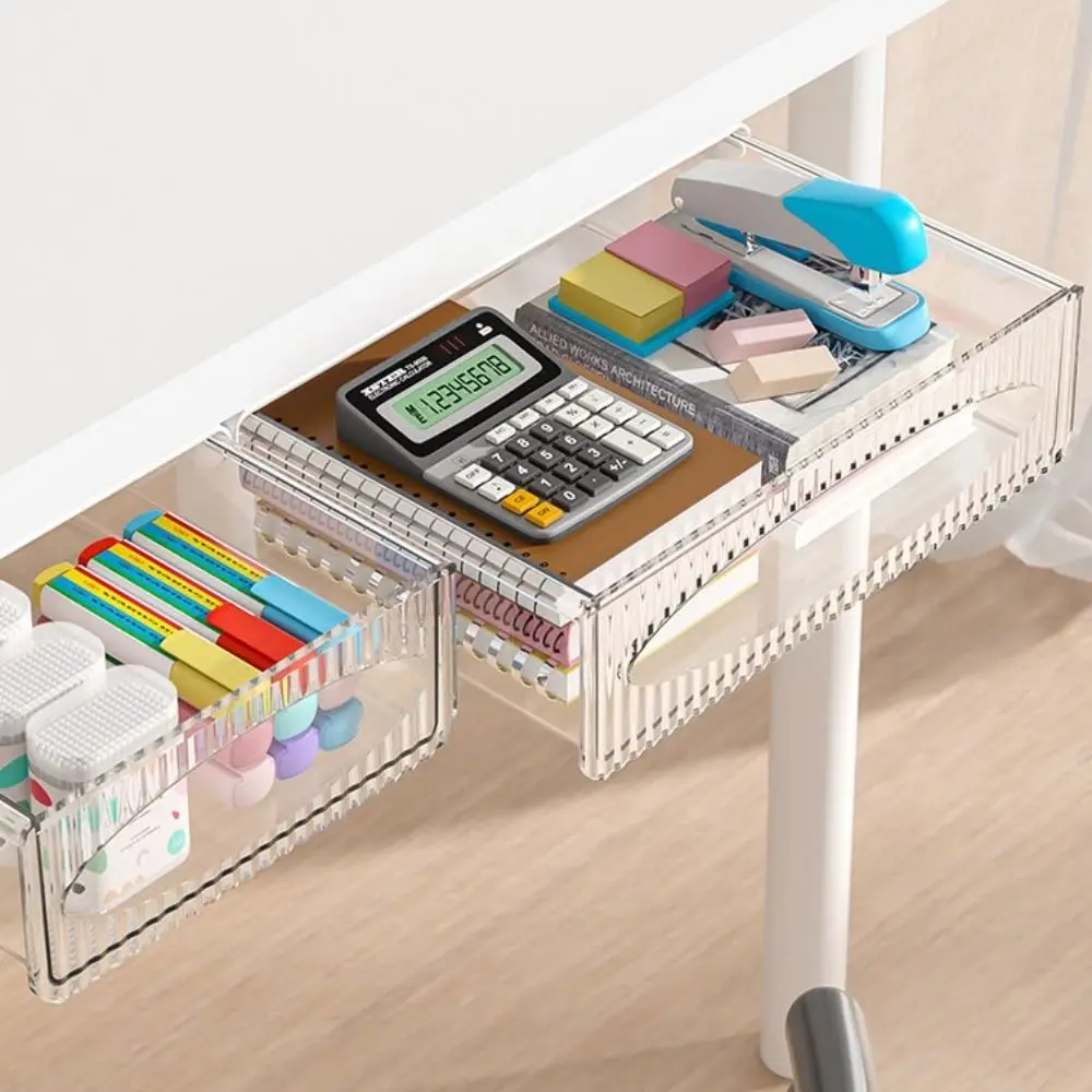 Invisible Storage Table Shelf Storage Box New Pull Out Storage Box Hanging Under Desk Drawer Large Capacity Undertable Drawer