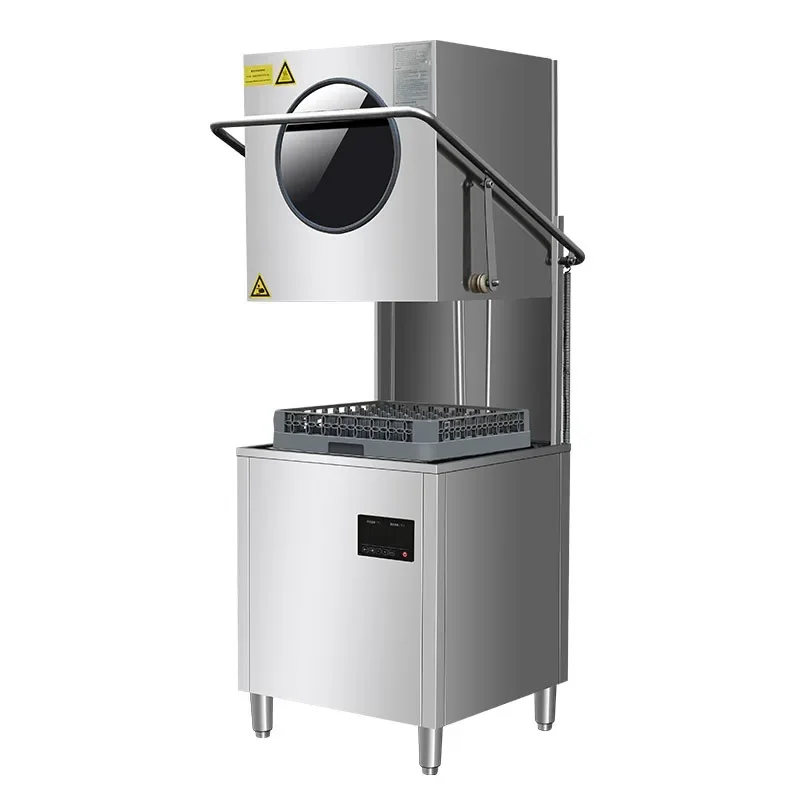 Small automatic uncovered dishwasher for commercial restaurants and restaurants