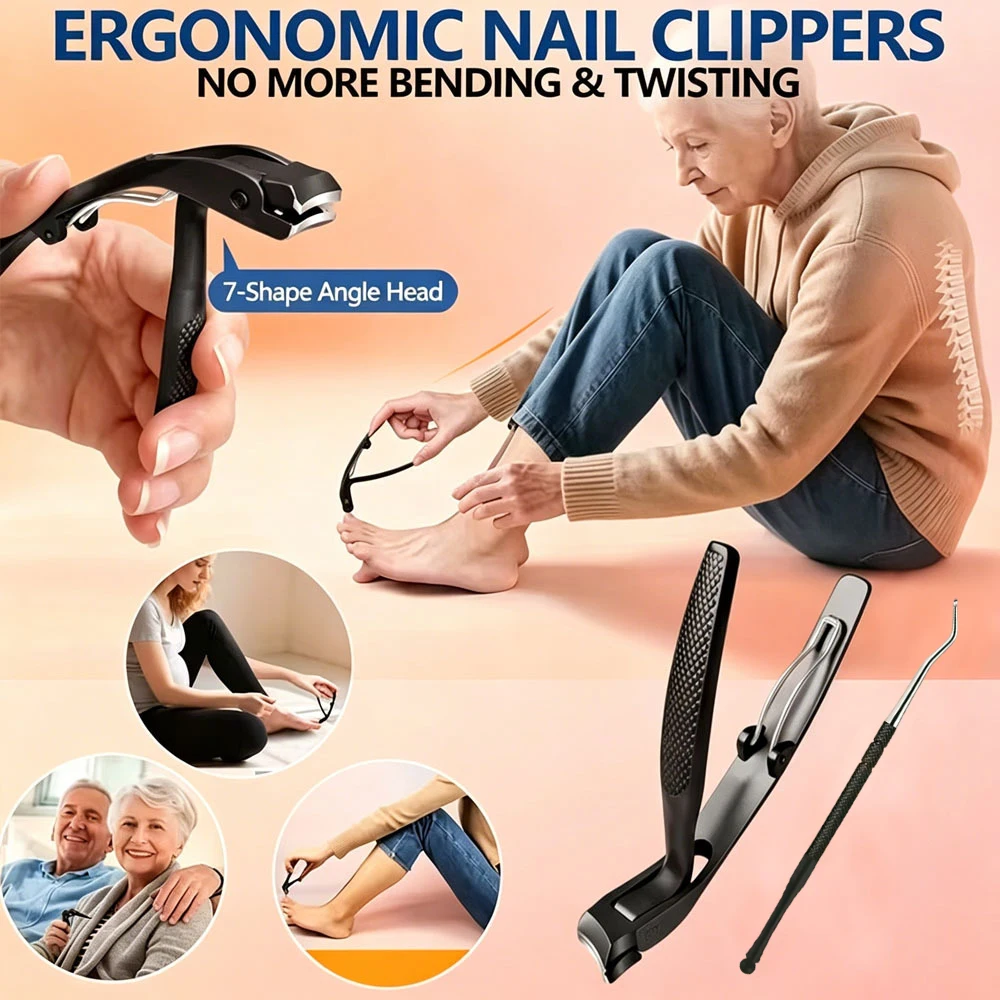 2 Stück große und dicke Nagelknipser für Erwachsene, speziell für Erwachsene geeignete Anti-Splash-Nagelknipser, verbreitertes Klingendesign, zum einfachen Trimmen grauer Nägel