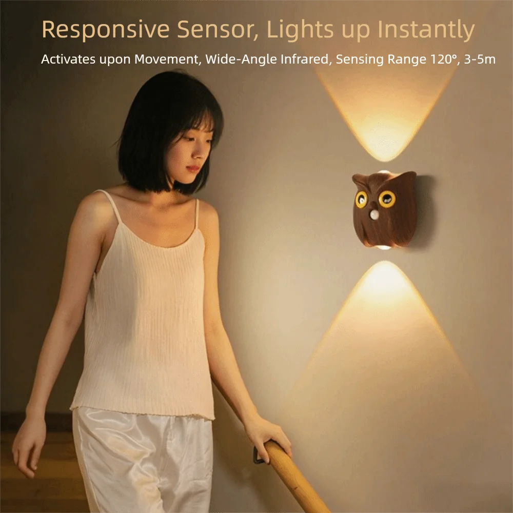 

Перезаряжаемый умный ночник с датчиком движения, настенный светильник с регулируемой яркостью, настольная лампа-сова, интеллектуальная зарядка, магнитное основание
