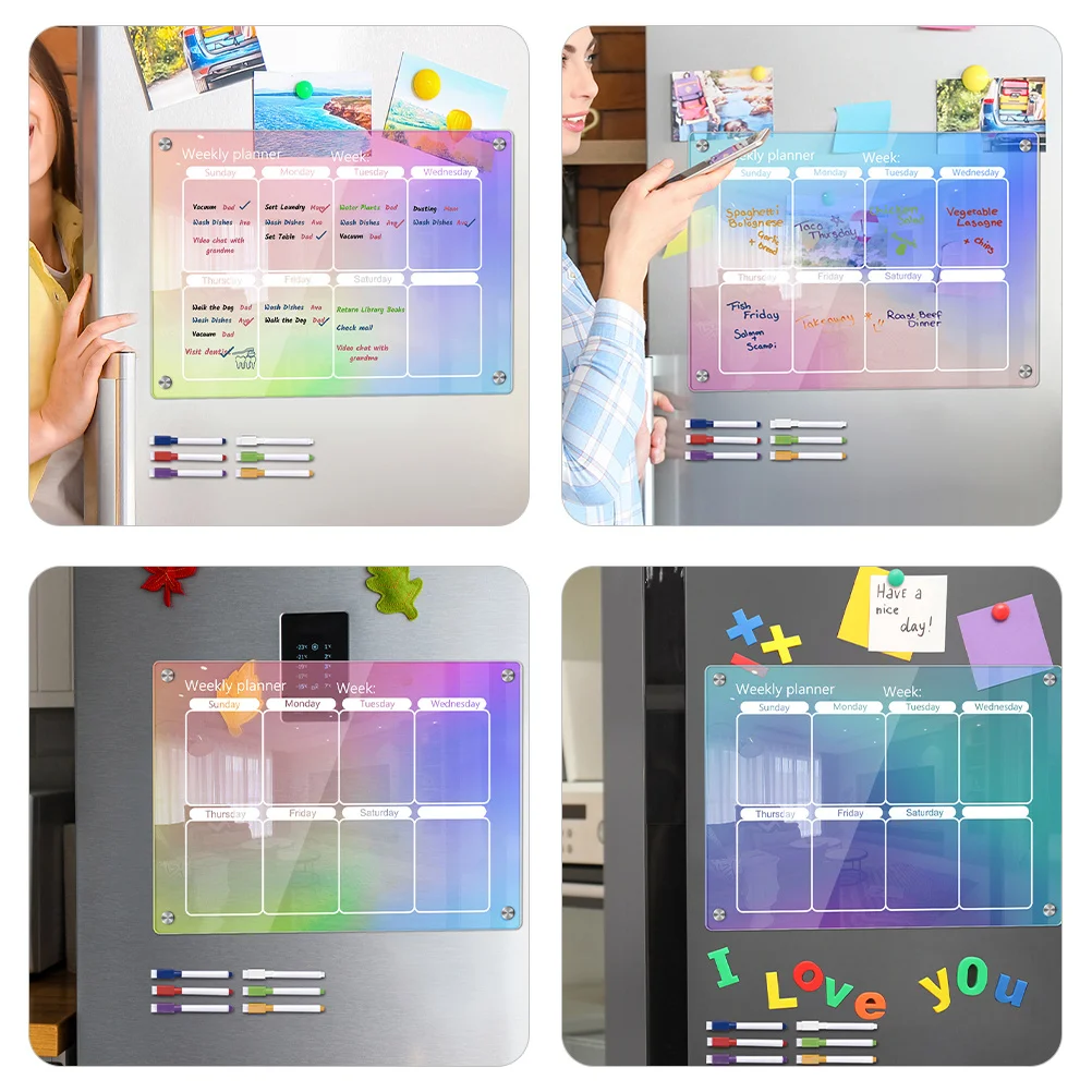 1Set Acrylic Weekly Planner Board Erasable to Do List Memo Dry Erase Schedule Daily Planning Board for Home Office