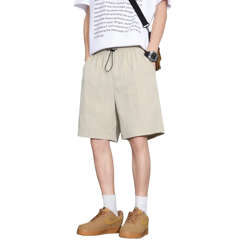 ZG Double waist design contrast color summer ice silk casual shorts men's young quick-drying shorts