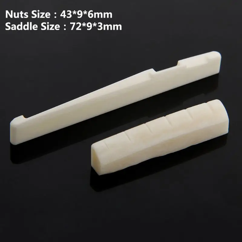 Pre-Slotted Guitar Bone Bridge Nut Saddle With Bridge Pins & Pins Puller