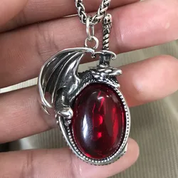 Vintage Dragon Necklace Charms Cosplay Dragon Egg Wing Shape Women Men Retro Punk Pendant Jewellery Accessories