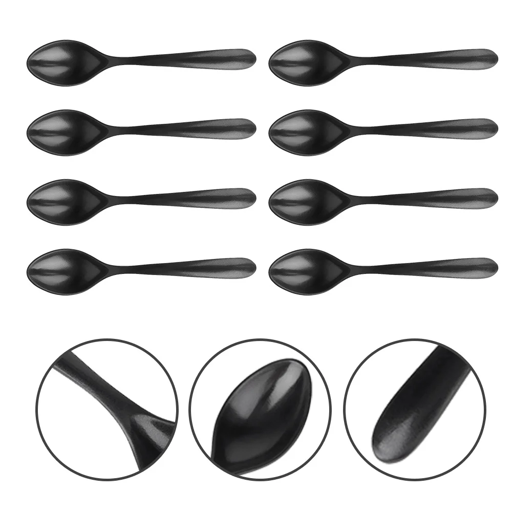 

8 pcs Black Matte Porridge Spoons Melamine Long Handle Soup Spoon For Kitchen Dining Rice Scoops Household Spoons