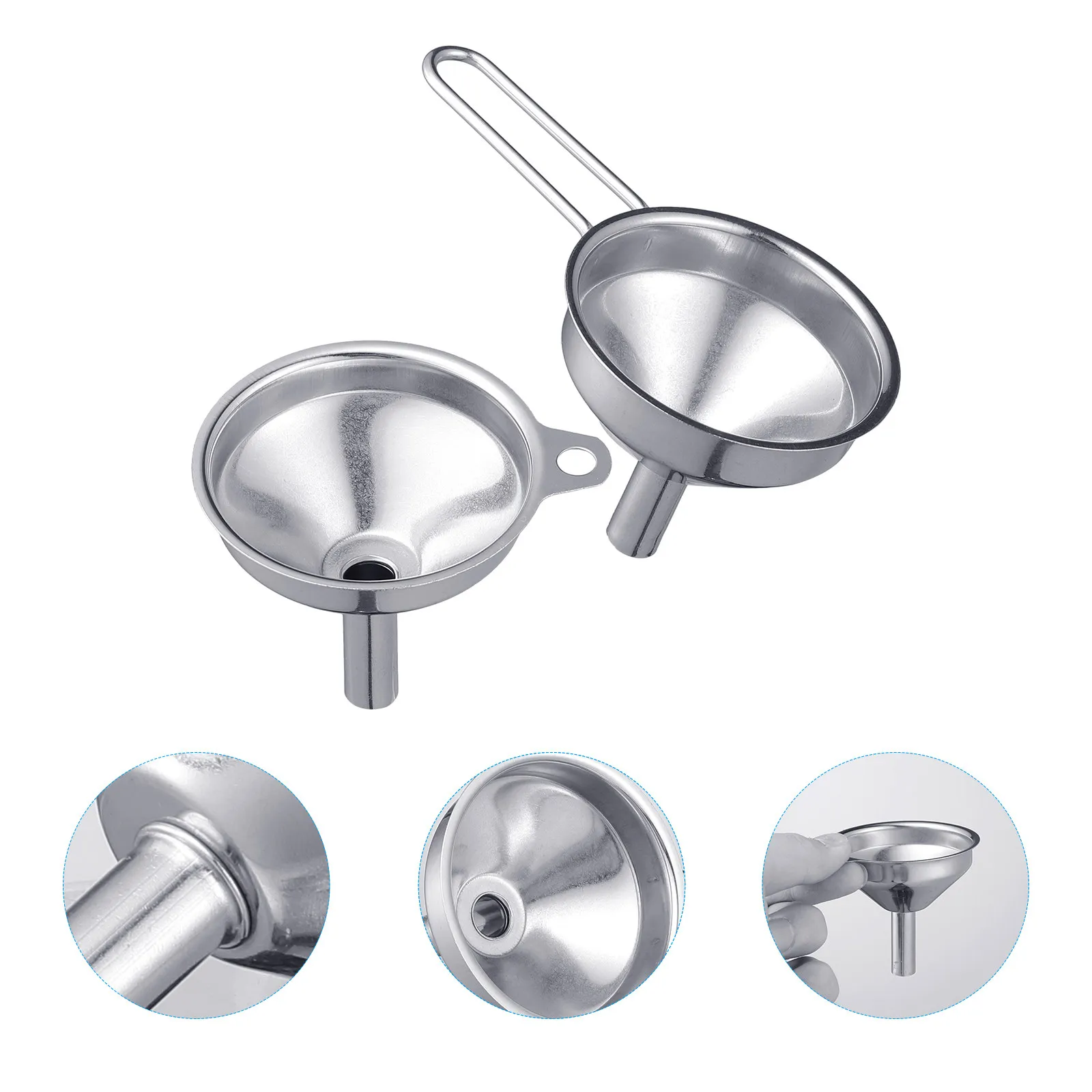 Kit de 2 Embudos de Acero Inoxidable para Cocina, para Transferir Aceite, Vino Tinto, Salsa de Soya, Harina, Chile en Polvo y Otros Líquidos