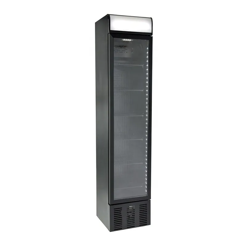 105L advertising glass door cooler commercial narrow beverage refrigerator high quality