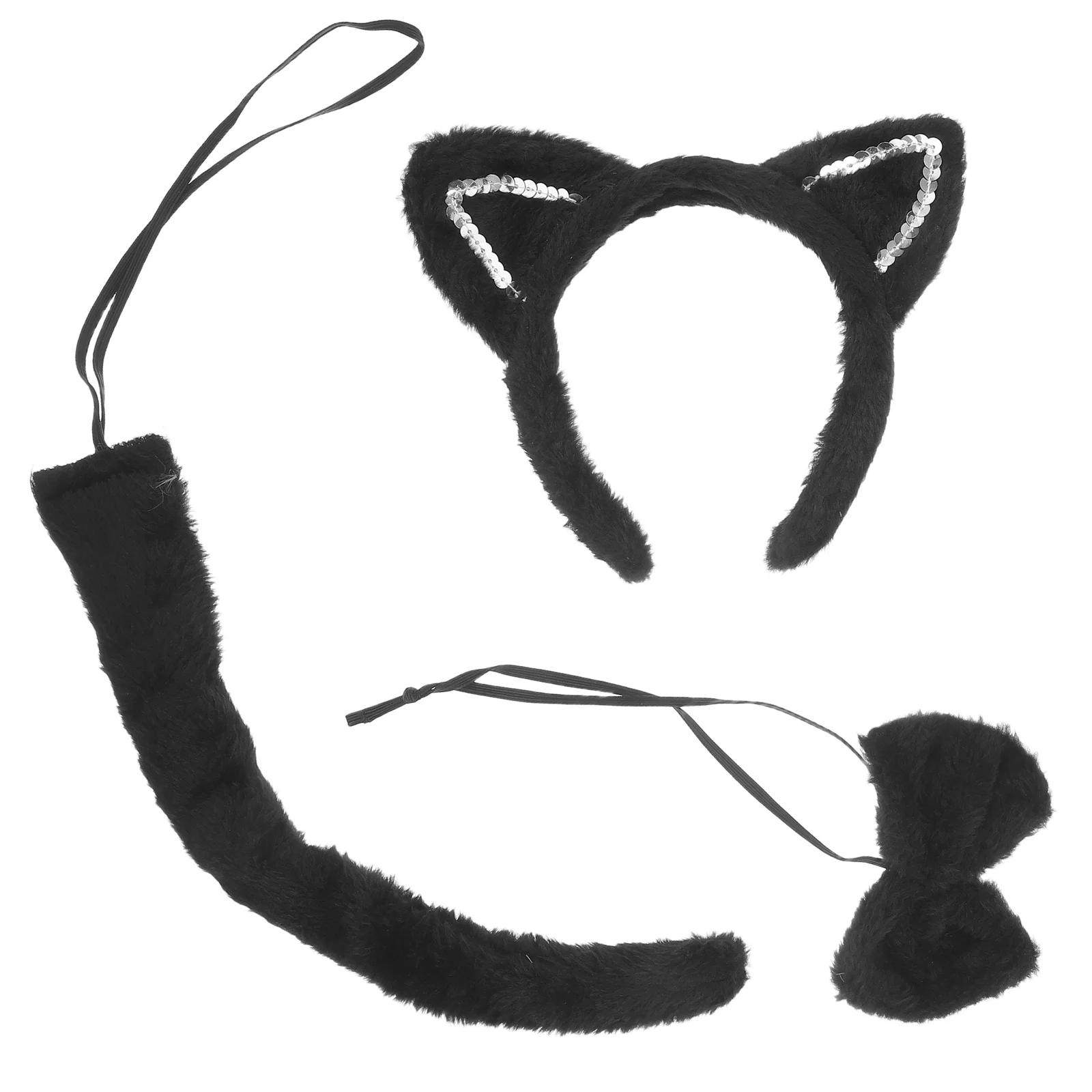 مجموعة واحدة من ربطة رأس على شكل آذان القطط، مجموعة ربطة عنق ناعمة لحفلات الهالوين التنكرية للبالغين، مجموعة أزياء فروي #1