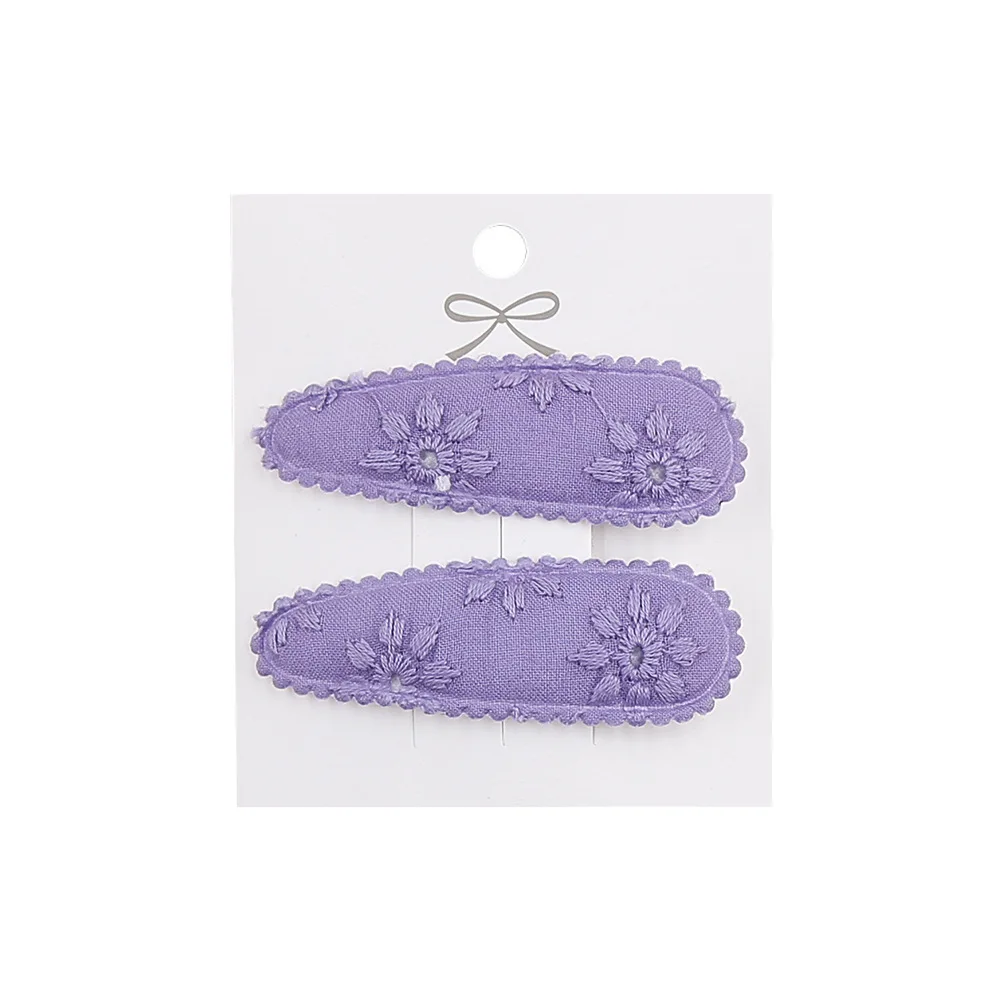 2pc Blumendruck 2 Zoll Basic Snap Baby Haar Tropfen Clips Spitze Stickerei Haar Klemme Pins Haarnadeln Baumwolle Plaid BB Haarspangen Mädchen – Detail 34