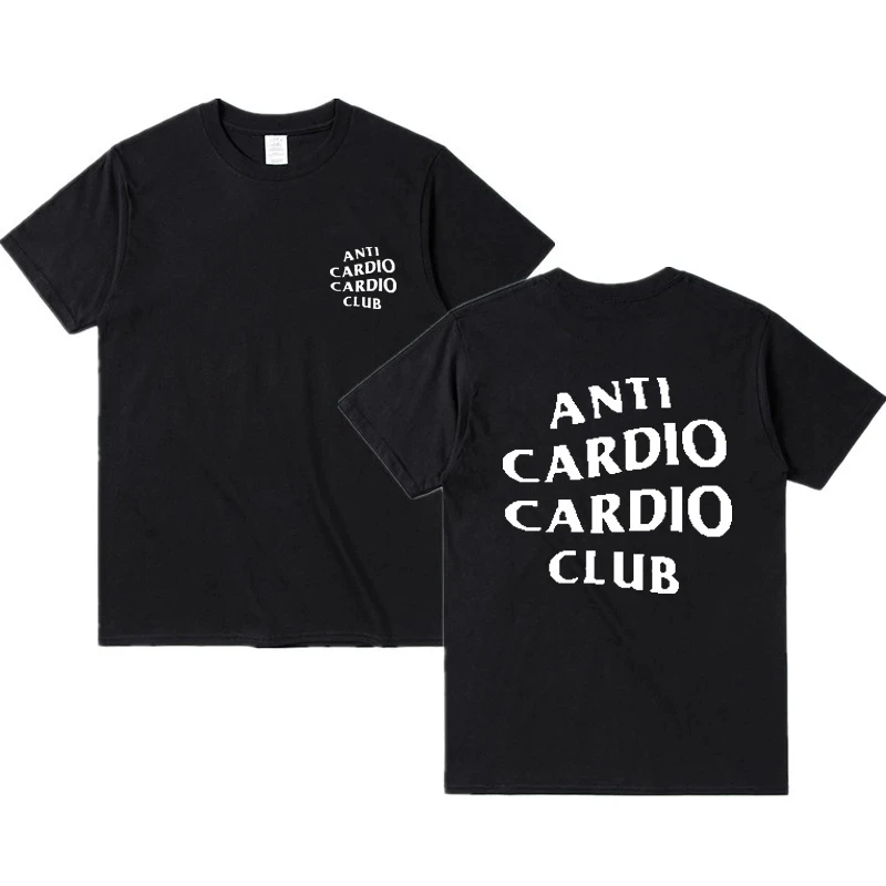 

Men Clothes Plus Size Anti Cardio Club T Shirt Gym Life Letter Print T-Shirt Cotton Tshirt for Women Oversize Male Tee Summer