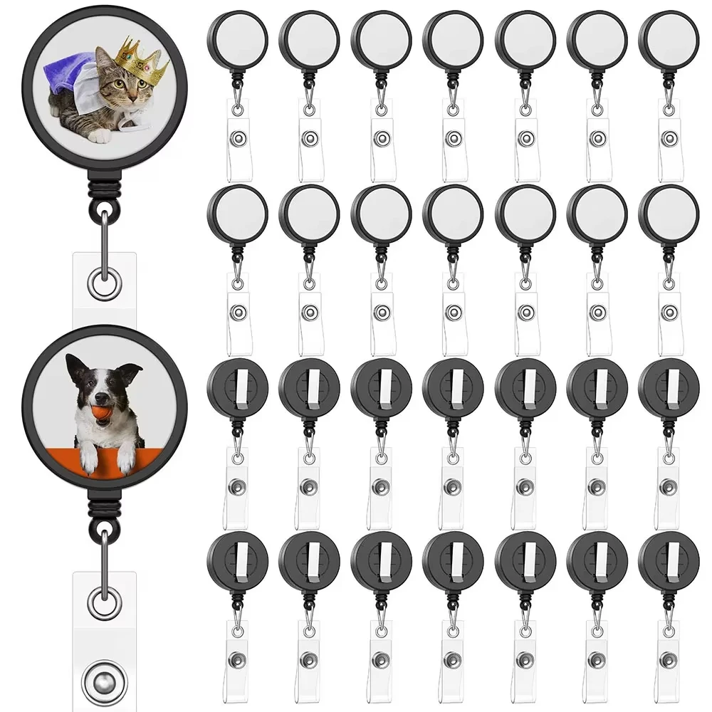 10pcs Sublimation Blanks Tag Holder Heat Transfer ID Badge Holder Reusable Badge Reel Plastic Name Badges