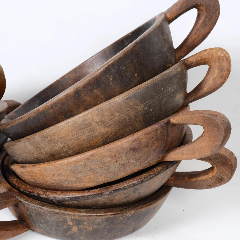 

Wooden plate with handle, ornament fruit tray, whole wood hollowed out living room, antique wabi extreme poverty wind orphan