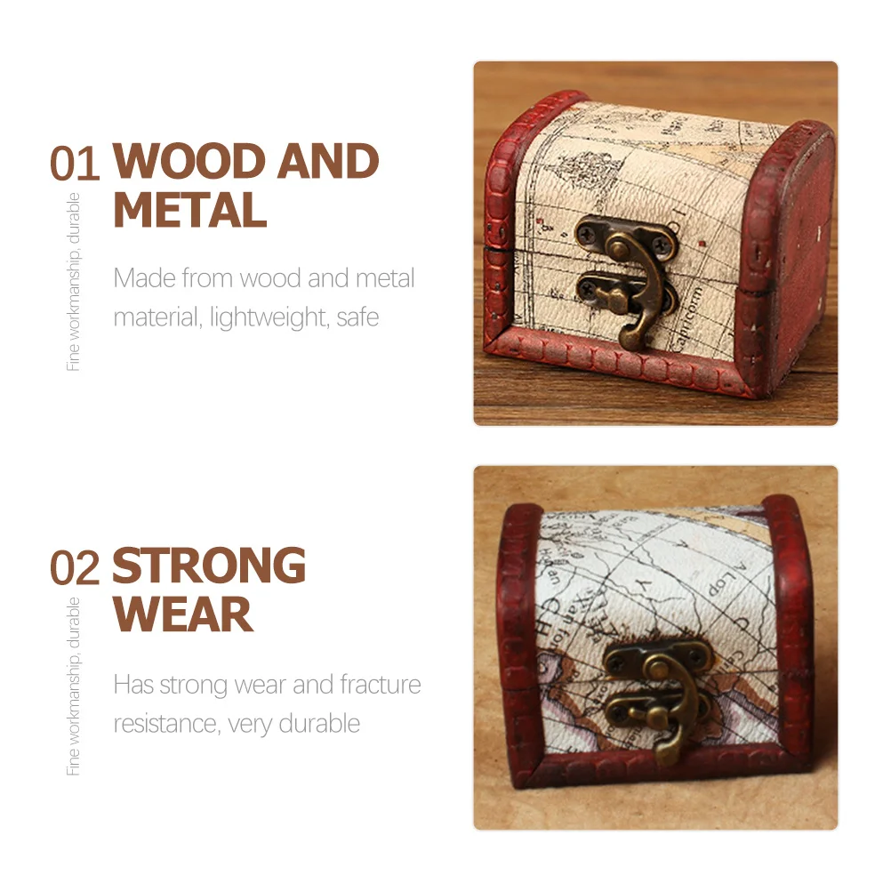 3 قطعة صندوق تخزين المجوهرات ريترو ستايل خشبي الكنز الصدر خمر حلية المنظم الذاكرة هدية صندوق الخشب الكنز الصدر