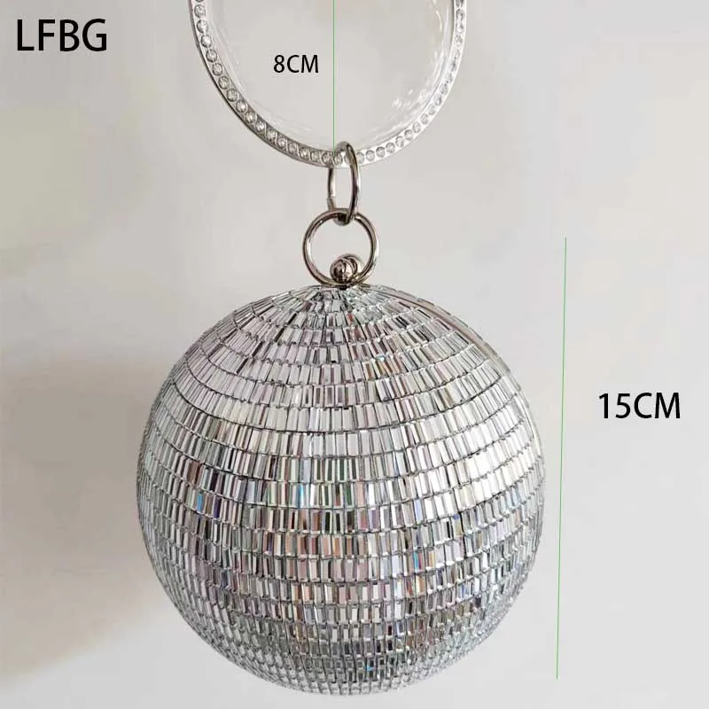 2024 Silver Wedding Purse Disco Refelctive Oval Ball Clutch Bag Gorgoues Women Party Purse Bags