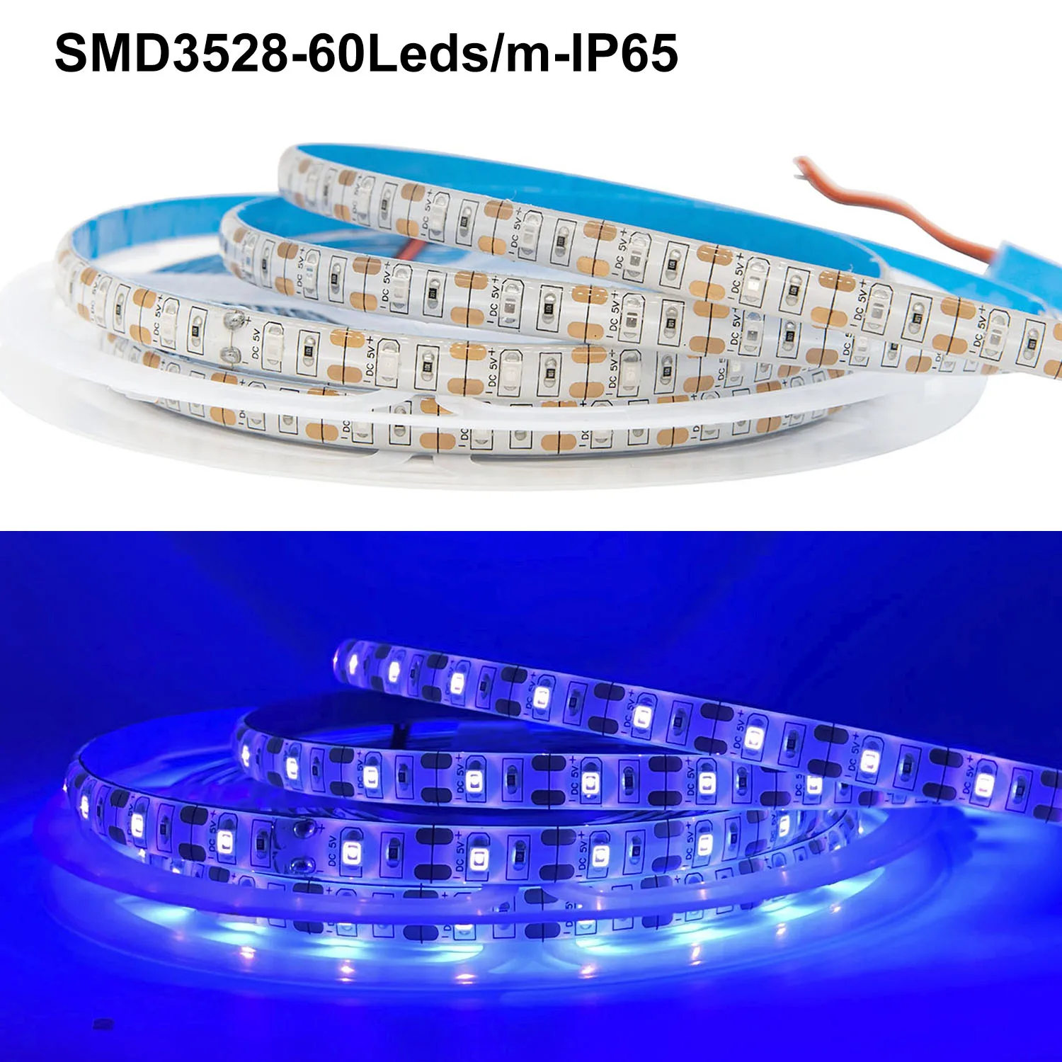 Tira de luces LED UV resistente al agua, 5V/12V/24V, 3528/5050SMD, cinta de cuerda púrpura, cinta fluorescente para DJ, 1m, 2m, 3m, 4m, 5m